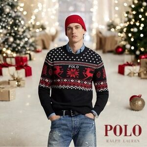 Polo by Ralph Lauren Men’s Reindeer Cotton/Cashmere Sweater NWT